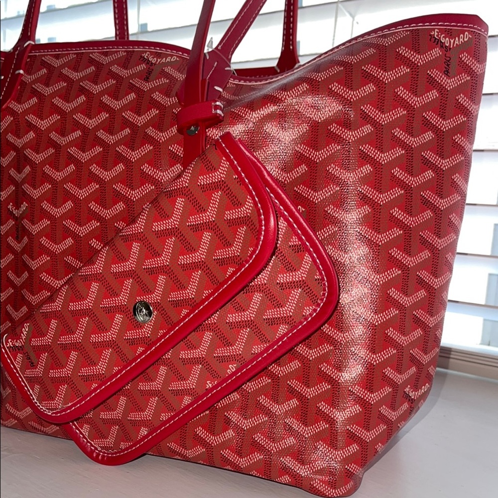 Goyard Red Chevron Tote Bag